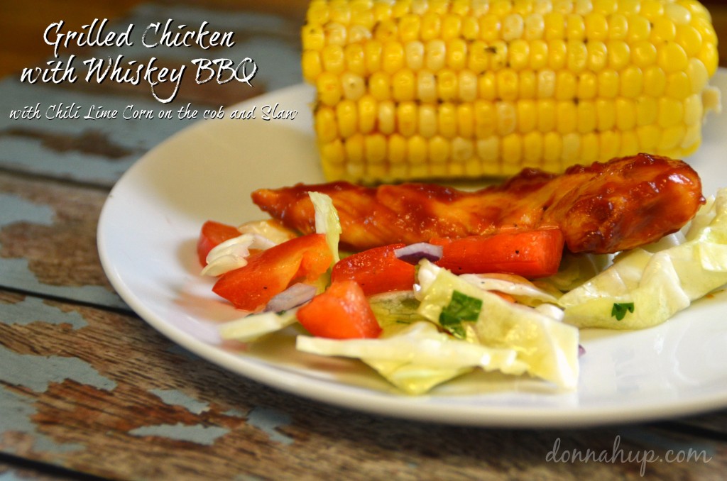 Sunset The Great Outdoors Cookbook: Adventures in Cooking Under the Open Sky - Grilled Chicken with Whisky BBQ, Chili Lime Corn on the Cob and Spicy Slaw #Recipe donnahup