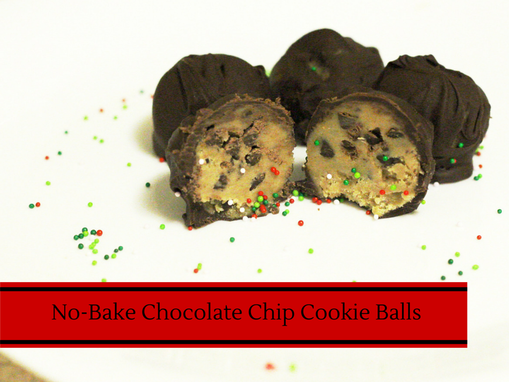 No-Bake-Chocolate-Chip-Cookie-Balls 12 days of christmas No bake chocolate chip cookie balls #recipe