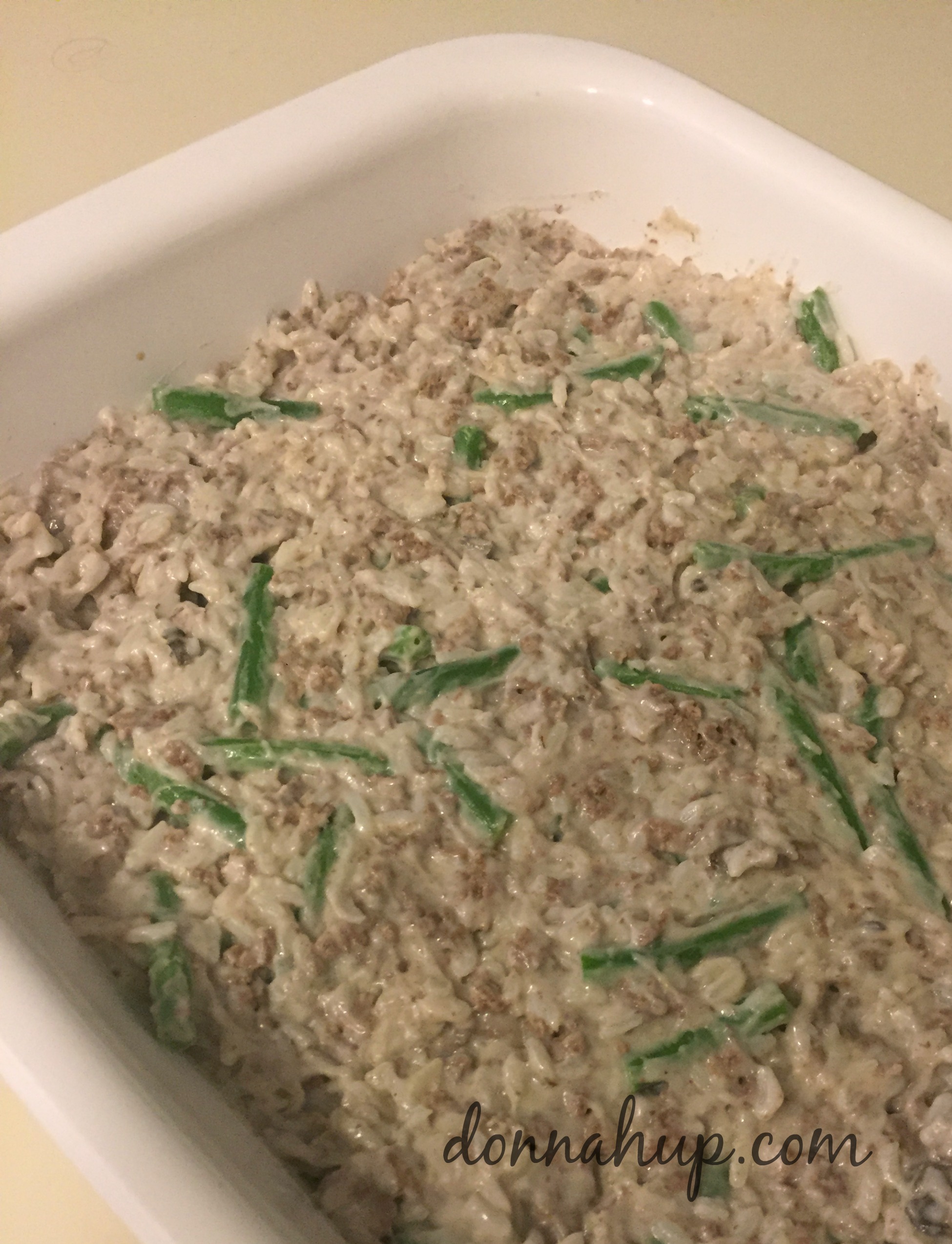 Mom's Casserole Ground Meat, Rice, and Green Bean Casserole