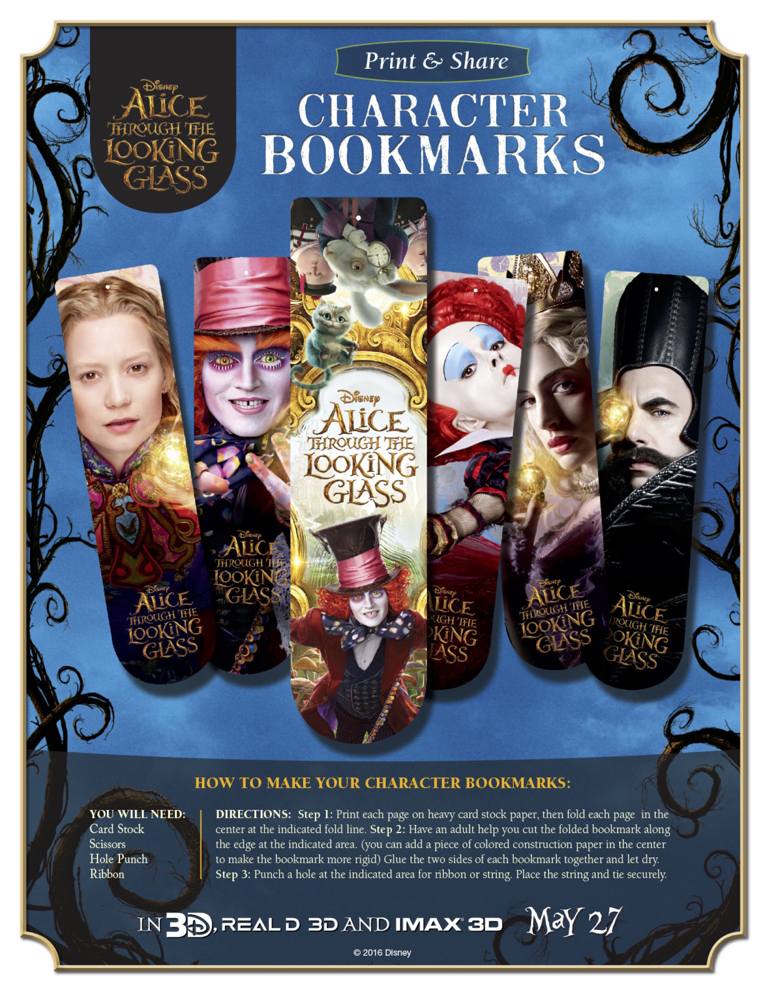 ALICE THROUGH THE LOOKING GLASS Coloring Sheets and Activity 