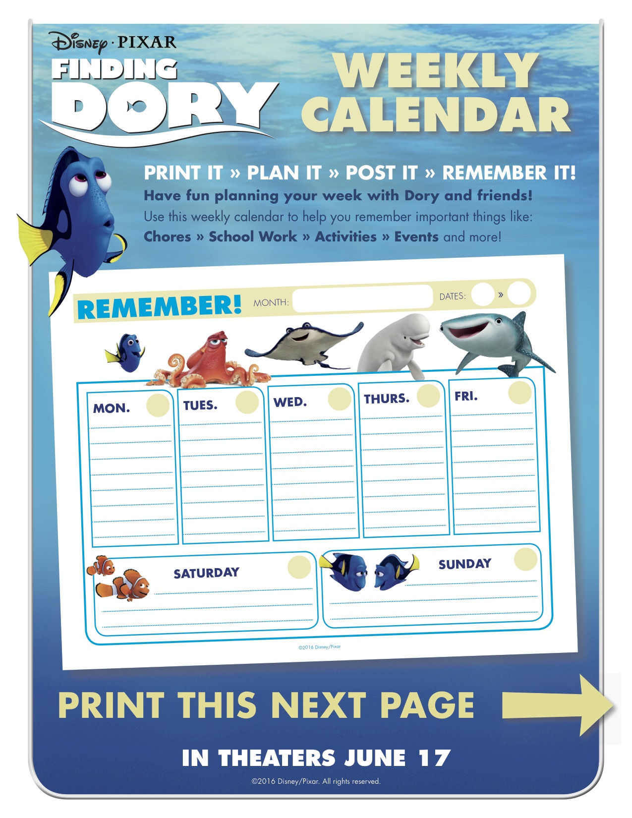 Finding Dory Activity Sheets
