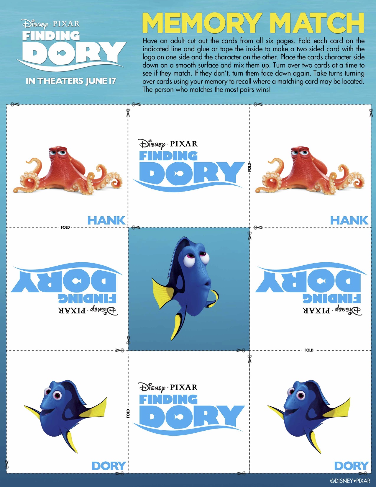 Finding Dory Activity Sheets