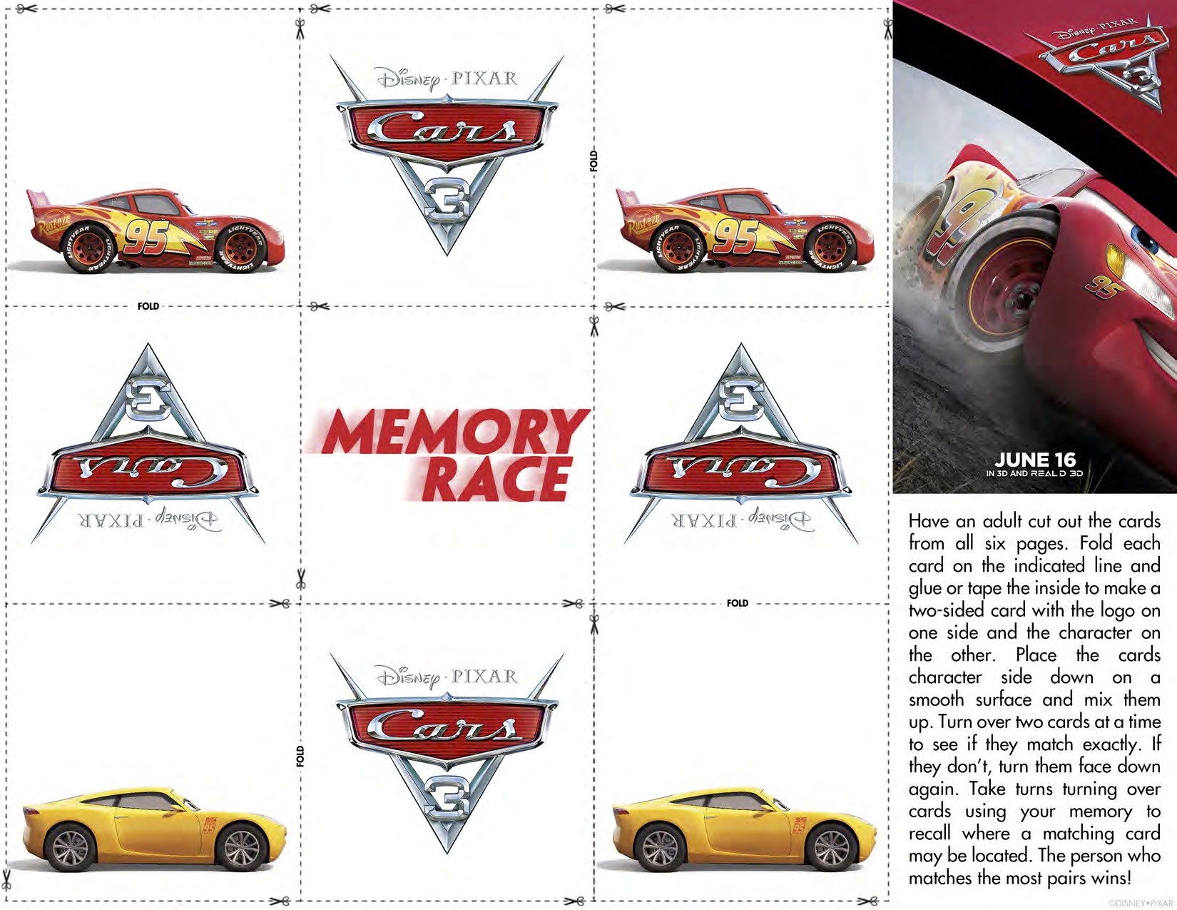 CARS 3 - Activity Sheets + New Trailer Now Available