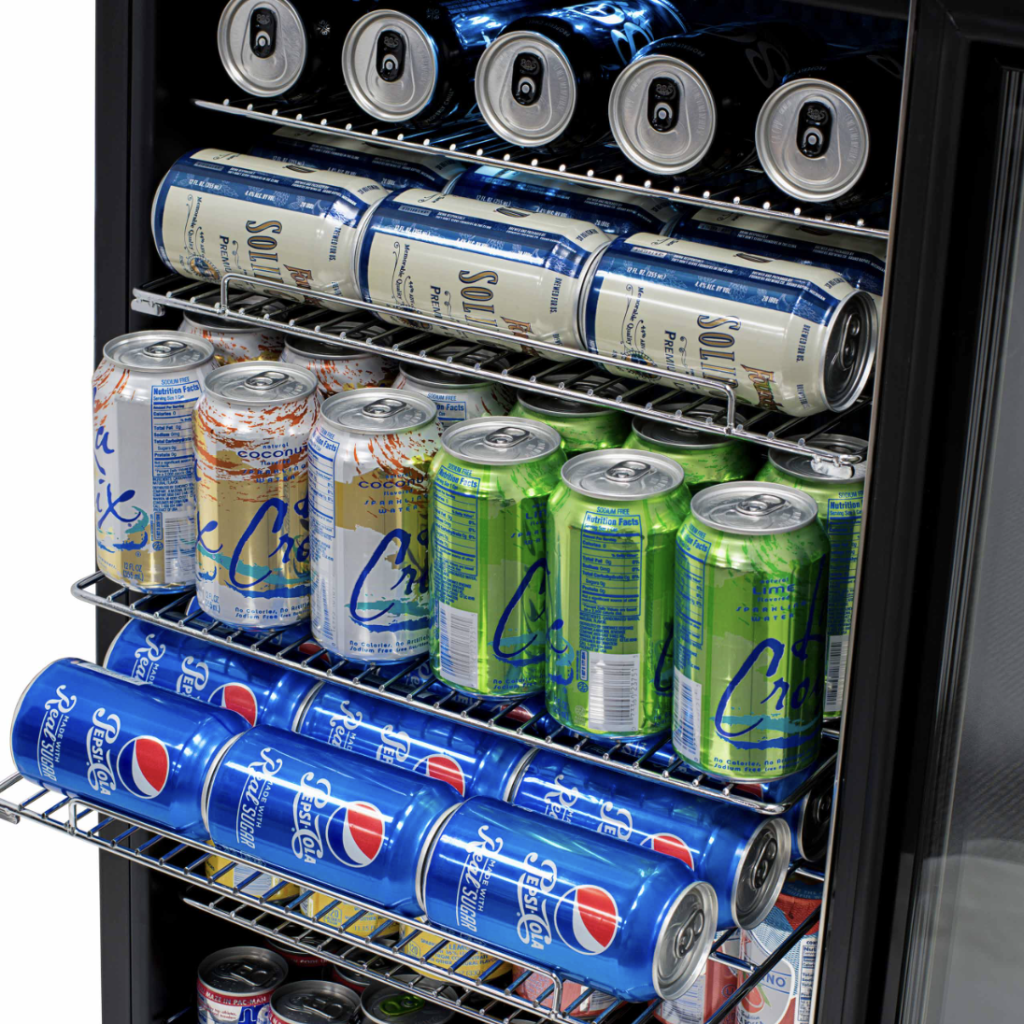 Newair 126 Can Freestanding Beverage Fridge in Stainless Steel with Adjustable Shelves