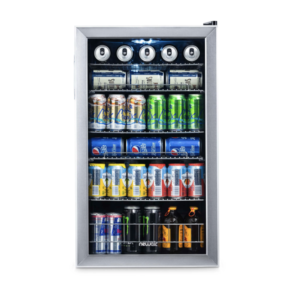 Newair 126 Can Freestanding Beverage Fridge in Stainless Steel with Adjustable Shelves